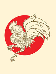 rooster illustration with japanese style for kaijune event