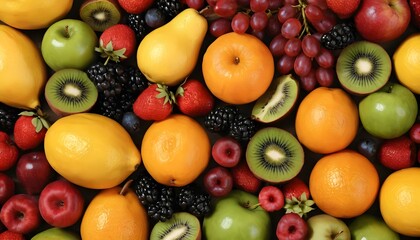 Vibrant Assortment of Fresh Fruits and Berries
