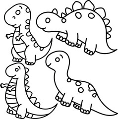 Obraz premium Adorable Dinosaur Outline Illustration
