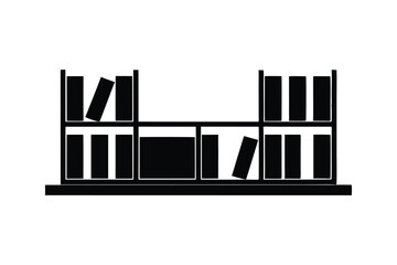 Bookshelf silhouette on white background