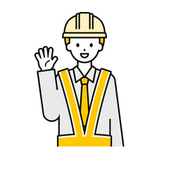 上半身のポーズ_シンプルな交通誘導員の男性02