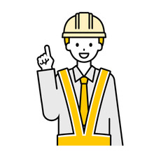 上半身のポーズ_シンプルな交通誘導員の男性03