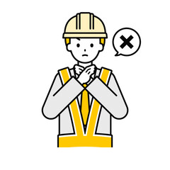 上半身のポーズ_シンプルな交通誘導員の男性14