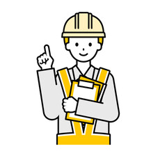 上半身のポーズ_シンプルな交通誘導員の男性16