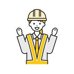 上半身のポーズ_シンプルな交通誘導員の女性06