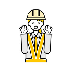 上半身のポーズ_シンプルな交通誘導員の女性09