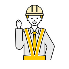 上半身のポーズ_シンプルな交通誘導員の男性05