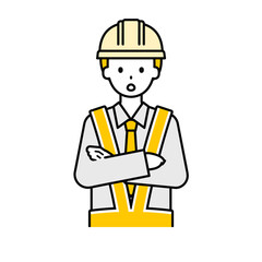 上半身のポーズ_シンプルな交通誘導員の男性11