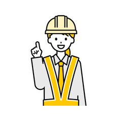 上半身のポーズ_シンプルな交通誘導員の女性03