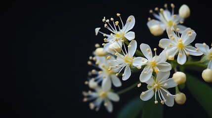 Obraz premium Closeup of Delicate White Flowers with Yellow Stamens on a Transparent Background