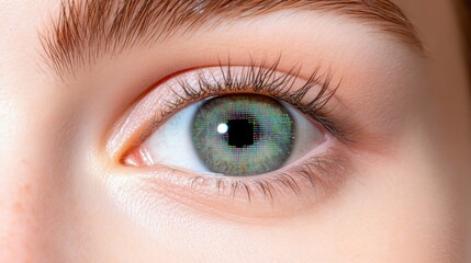 Obraz premium Close-up of a woman's eye, featuring a captivating mix of colors