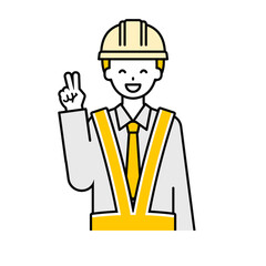 上半身のポーズ_シンプルな交通誘導員の男性04