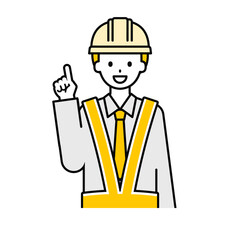 上半身のポーズ_シンプルな交通誘導員の男性03