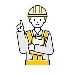 上半身のポーズ_シンプルな交通誘導員の男性16