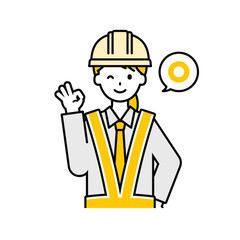 上半身のポーズ_シンプルな交通誘導員の女性08