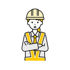 上半身のポーズ_シンプルな交通誘導員の女性11