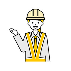 上半身のポーズ_シンプルな交通誘導員の女性17