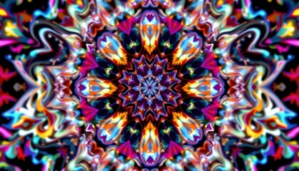 Kaleidoscope Vision A mesmerizing kaleidoscopic design filled with swirling colors and shapes, evoking a sense of motion and fluidity.
