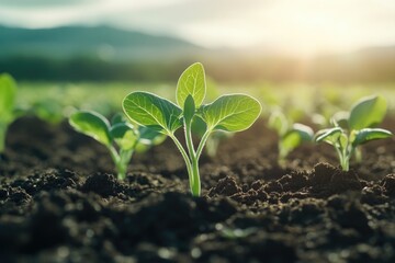 Close-up of multiple plants in field