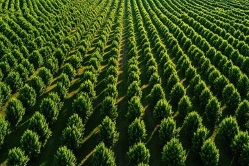 Fototapeta premium Field of Trees Aerial View