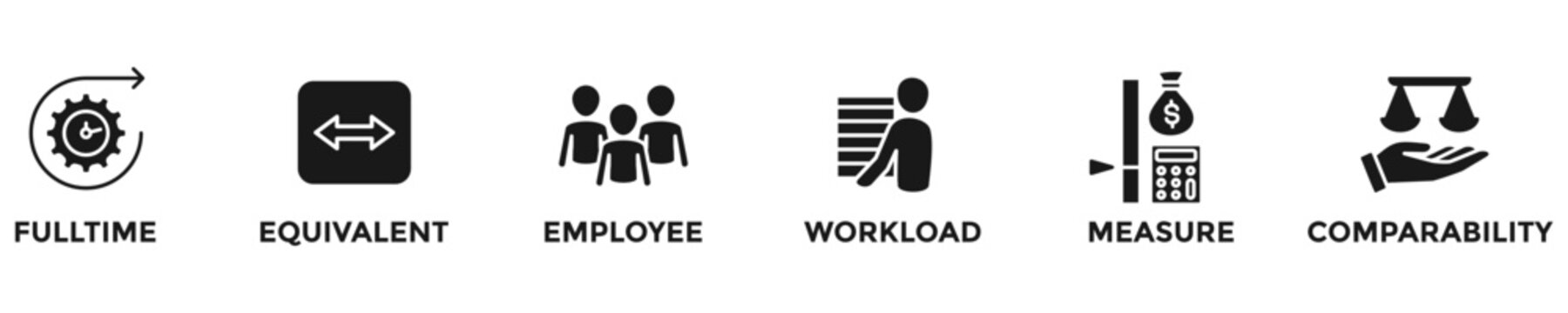 FTE web banner concept with group of icons for business and media in mix style