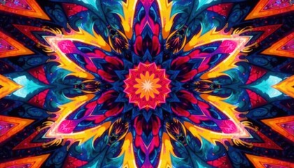 Symmetrical kaleidoscope with swirling triangles and sharp angles, mandala, abstract, texture