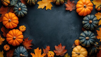 Pumpkins and Gourds Arranged in Circle