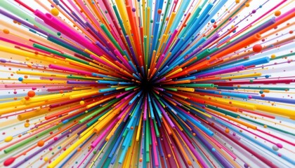 Color Burst Explosion An abstract explosion of colors radiating from a central point, creating a dynamic and eye catching visual.