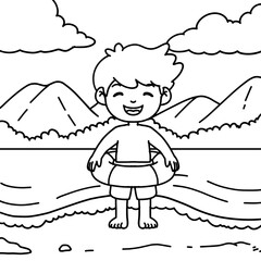 Kids Summer Activity Coloring Page