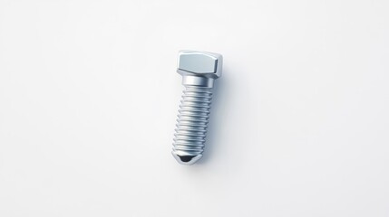 Fototapeta premium Metal Bolt on White Background with Shadow and Reflection Effect