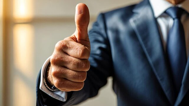 Viewpoint of an Entrepreneur giving a thumbs up.