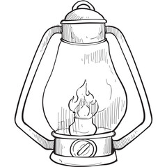 kerosene lamp handdrawn illustration