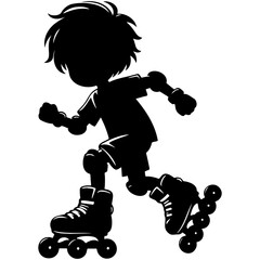 Boy Rollerblading Silhouette.
