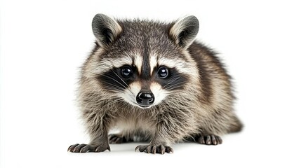 Fototapeta premium Adorable baby raccoon on white background