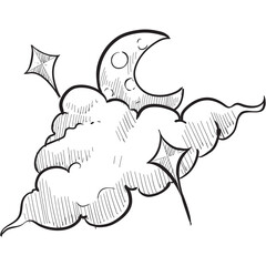 cloudy night handdrawn illustration