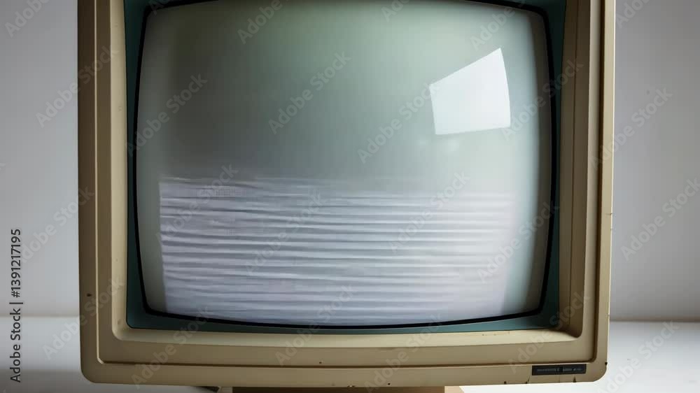 Poster retro crt computer monitor with a cut-out display on a white backdrop.