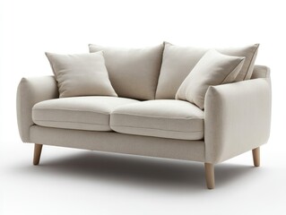 Naklejka premium Cozy sofa design modern living room furniture showcase neutral tones interior view comfort concept
