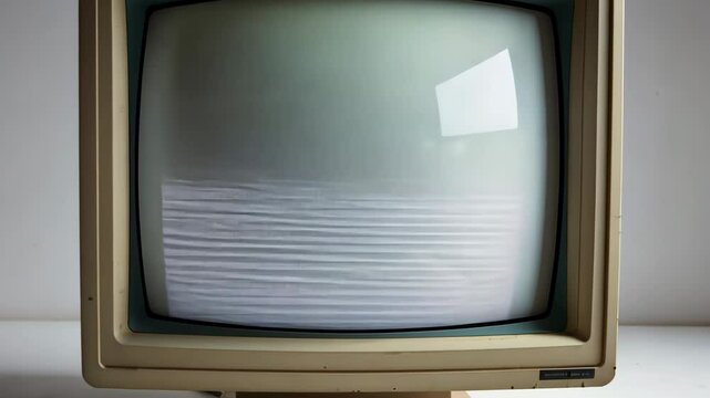 Retro CRT computer monitor with a cut-out display on a white backdrop.