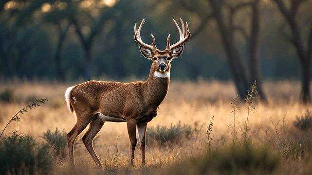 Male White-tailed Deer Buck Featuring Antlers