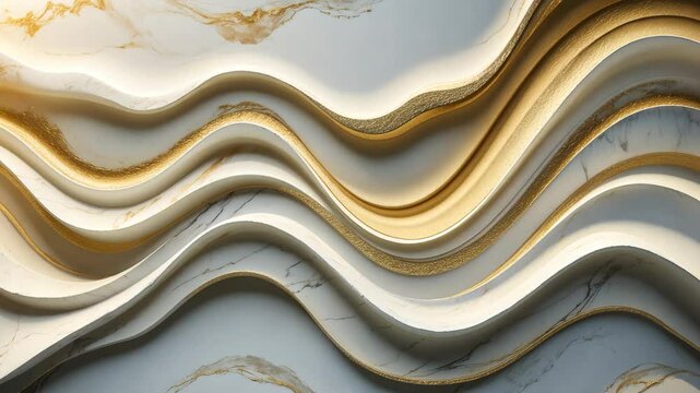 Softly lined marble design in gold, grey, and white.