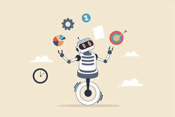 AI artificial intelligence to help productivity, innovation technology for work efficiency, automation or robotic assistance, smart assistance concept, AI robot expert help multitask or productivity.