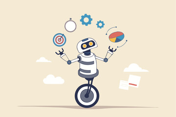 AI artificial intelligence to help productivity, innovation technology for work efficiency, automation or robotic assistance, smart assistance concept, AI robot expert help multitask or productivity.
