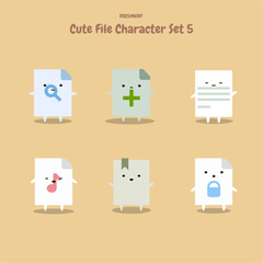 Cute File Character Set with Flat Design Faces