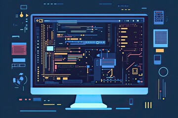 Abstract digital interface visualization, showcasing intricate data and connections