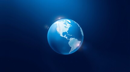 Global Spherical Icon: A mesmerizing depiction of planet Earth in a gradient blue backdrop, showcasing a globe in stunning detail. Evoking the interconnectedness and vastness of our world.