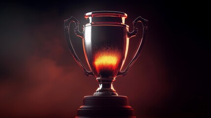 A shiny trophy against a dark backdrop, symbolizing victory and achievement.