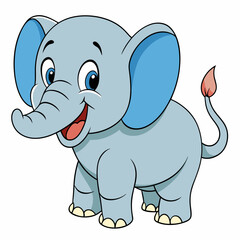 Laughing Baby Elephant Cartoon: Cute & Funny Vector Design Illustration
