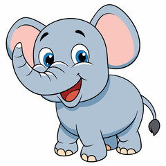 Laughing Baby Elephant Cartoon: Cute & Funny Vector Design Illustration