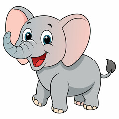 Obraz premium Laughing Baby Elephant Cartoon: Cute & Funny Vector Design Illustration
