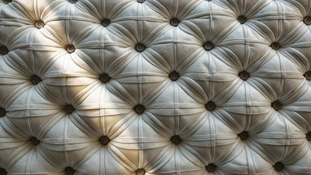 Decorative fabric featuring white capitone checkered design and buttons